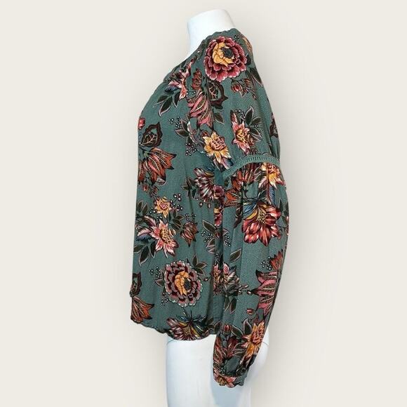 Farm Rio x Anthropologie | Palola Floral Peasant Blouse | Multi Green | Medium - Picture 6 of 15